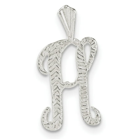Sterling Silver Polished & Textured Letter H Chain