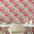 thumbnail image 2 of Ambesonne Floral Boho Peel & Stick Wallpaper for Home, Simple Blooming Roses, 13"x72", Fern Green Hot Pink, 2 of 5