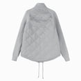 thumbnail image 5 of Winter Women Warm Knit Patchwork Puffy Jacket Casual Stand Neck Long Sleeve Jackets with Zipper Grey XXL, 5 of 7