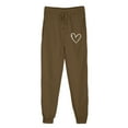 thumbnail image 3 of USNSM Women's Loose Pants Comfy Lovely Heart Print Sweatpants Elastic Waist Baggy Casual Soft Trousers with Pockets Brown S, 3 of 4
