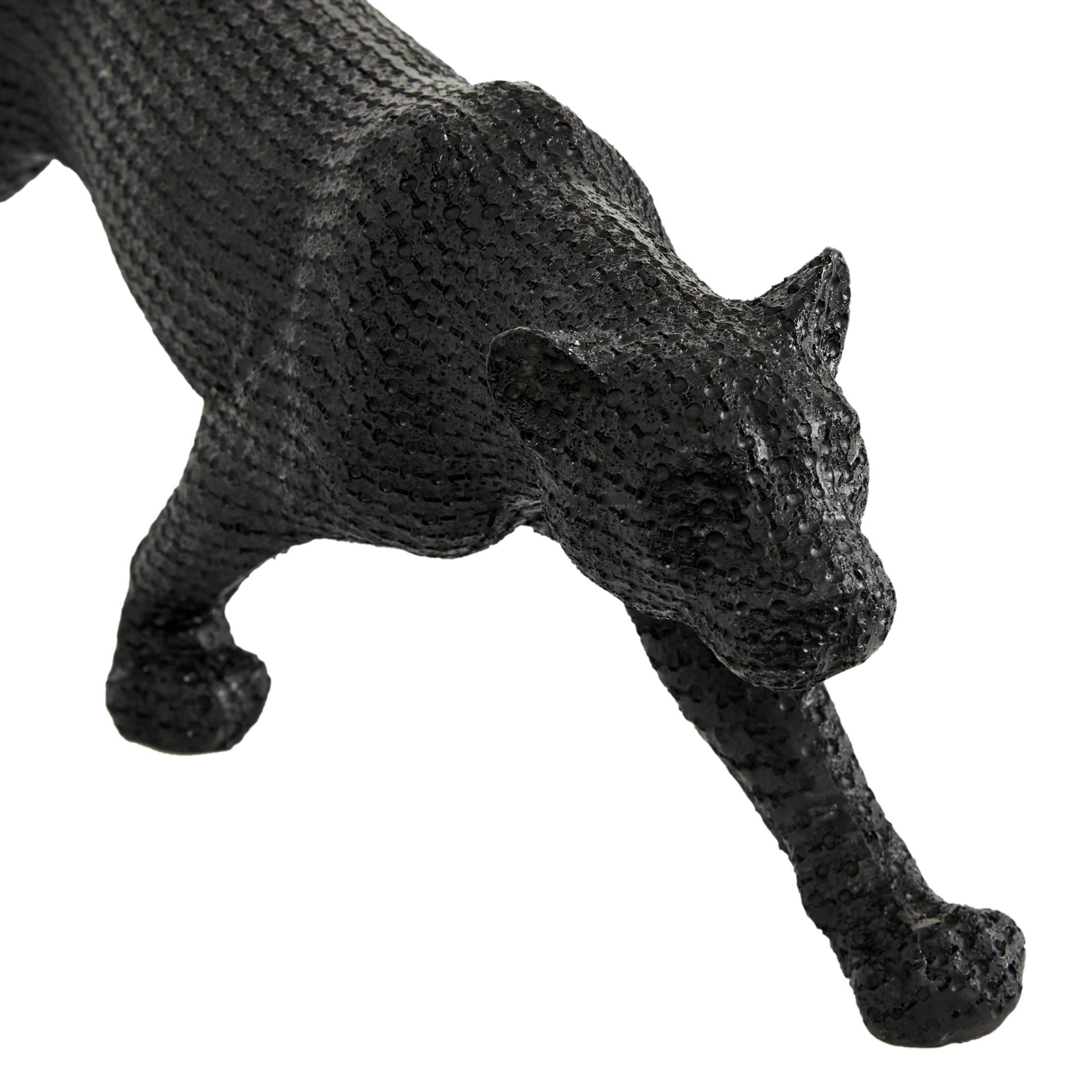 18", 14"W Black Polyresin Leopard Sculpture, by DecMode (2 Count)
