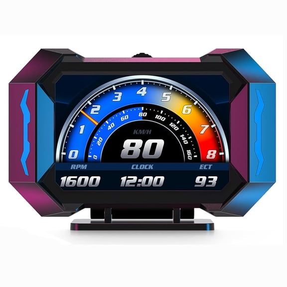 P25 Car HUD Head Up Display OBD GPS Digital Slope Speedometer,LCD Instrument Overspeed,Variety Interfaces,Split Bracket 360° Rotation Gauge for Most Cars After 2008