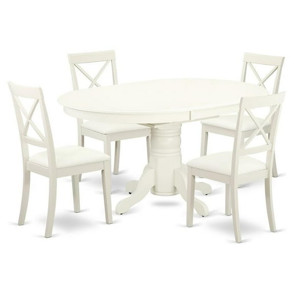 Pemberly Row 5-piece Dining Set with Faux Leather Chairs in White