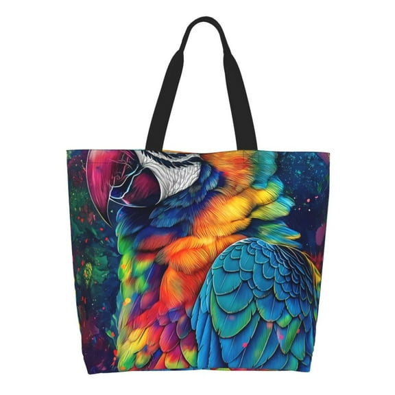 Naloa Vibrant Rainbow Parrot Fantasy Tote Bag for Women Large Capacity Shoulder Bag for College Work Travel Shopping
