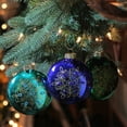 thumbnail image 2 of Snowflake Glass Disc Christmas Ornaments - 3.25" (82mm) - Blue and Green - Set of 3, 2 of 3