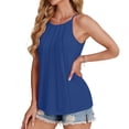 thumbnail image 6 of Rciityk Womens Tank Tops Solid Color Pleated Sleeveless Shirts Trendy Crew Neck Camisole Top Summer Casual Beach Holiday Clothes - Spring/Summer Savings Clearance, 6 of 8