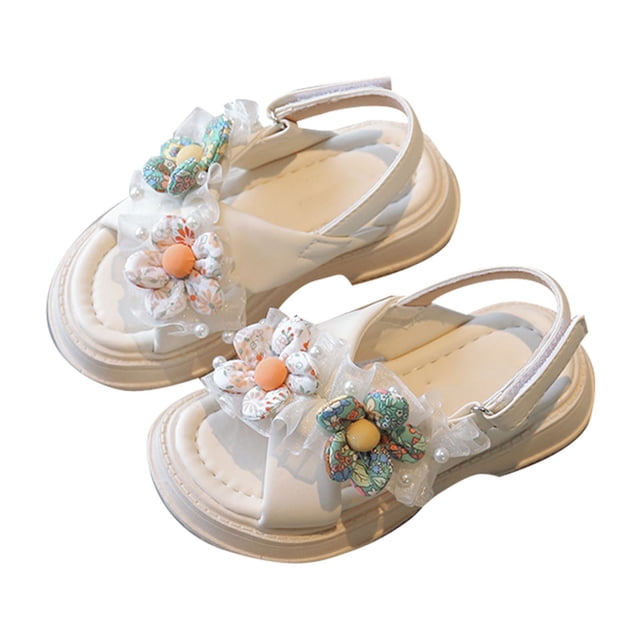 MIASHUI Toddler Girls Outdoor Beach Sandals Cute Flower Shoes Princess Shoes,White,1