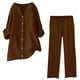 thumbnail image 2 of Conjunto de 2 piezas para mujer: pantalones anchos con cintura elástica y blusa de manga larga - Ropa informal para todas las estaciones - Poliéster, tallas S-XL, 2 of 5