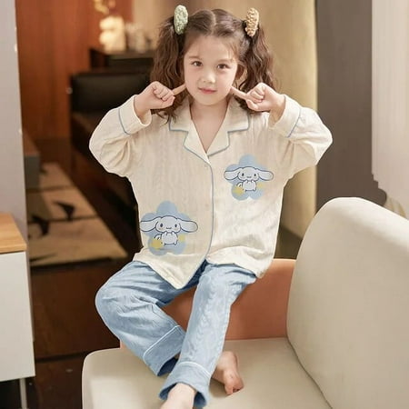 

Sanrio Hellokitty Pajamas Anime Mymelody Kuromi Kawaii Cartoon Longsleeve Girl Toddler Homewear Warm Children Cute Pajama Set