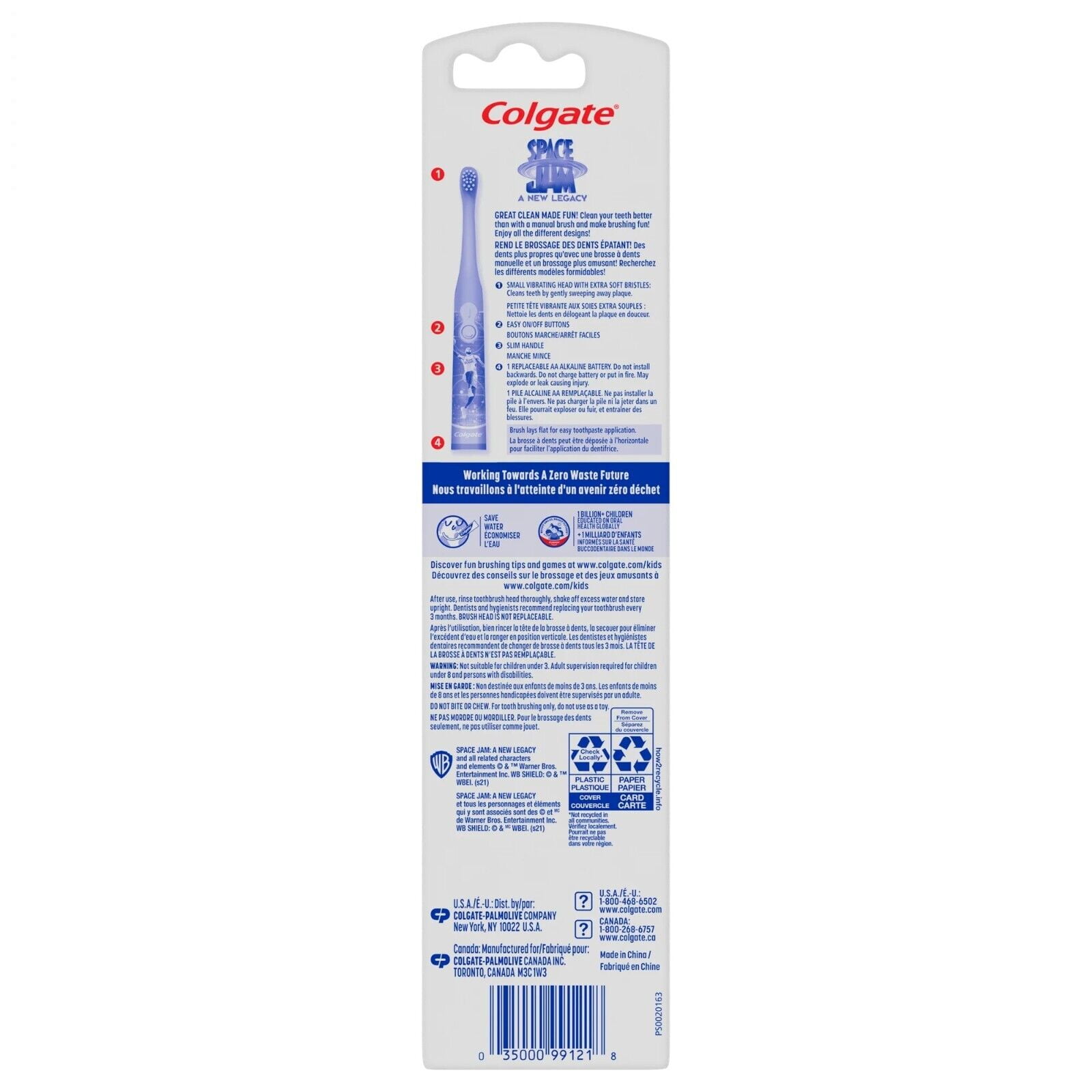 Colgate Kids Space Jam Electric Toothbrush, Kids Battery Toothbrush  3 Pack