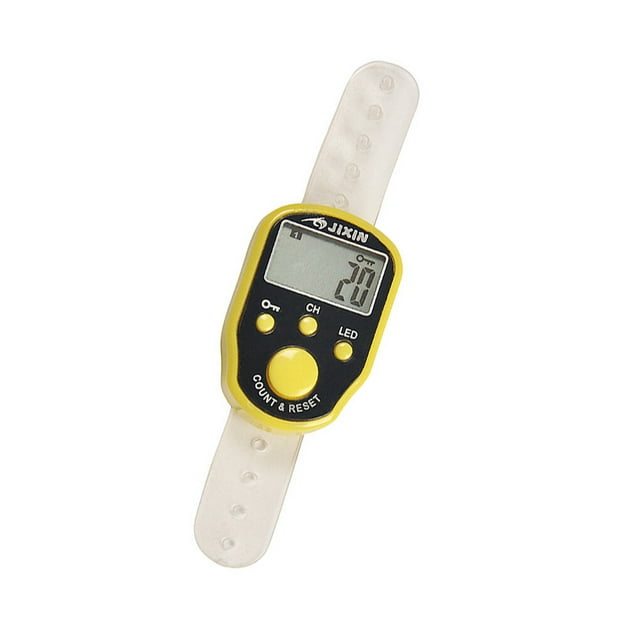 Mini Stitch Marker Row Fingertip Counter with LED Light LCD Electronic Digital Display Tally Timing for Golf Knitting Weave Yellow 4.5*3.5*1.2cm
