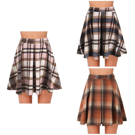 Antinious Winter Skirts for Women,Skirts for Women Trendy,Corduroy Skirt Women Casual Warm Mini Plaid Skirts with Pockets,Orange,XL