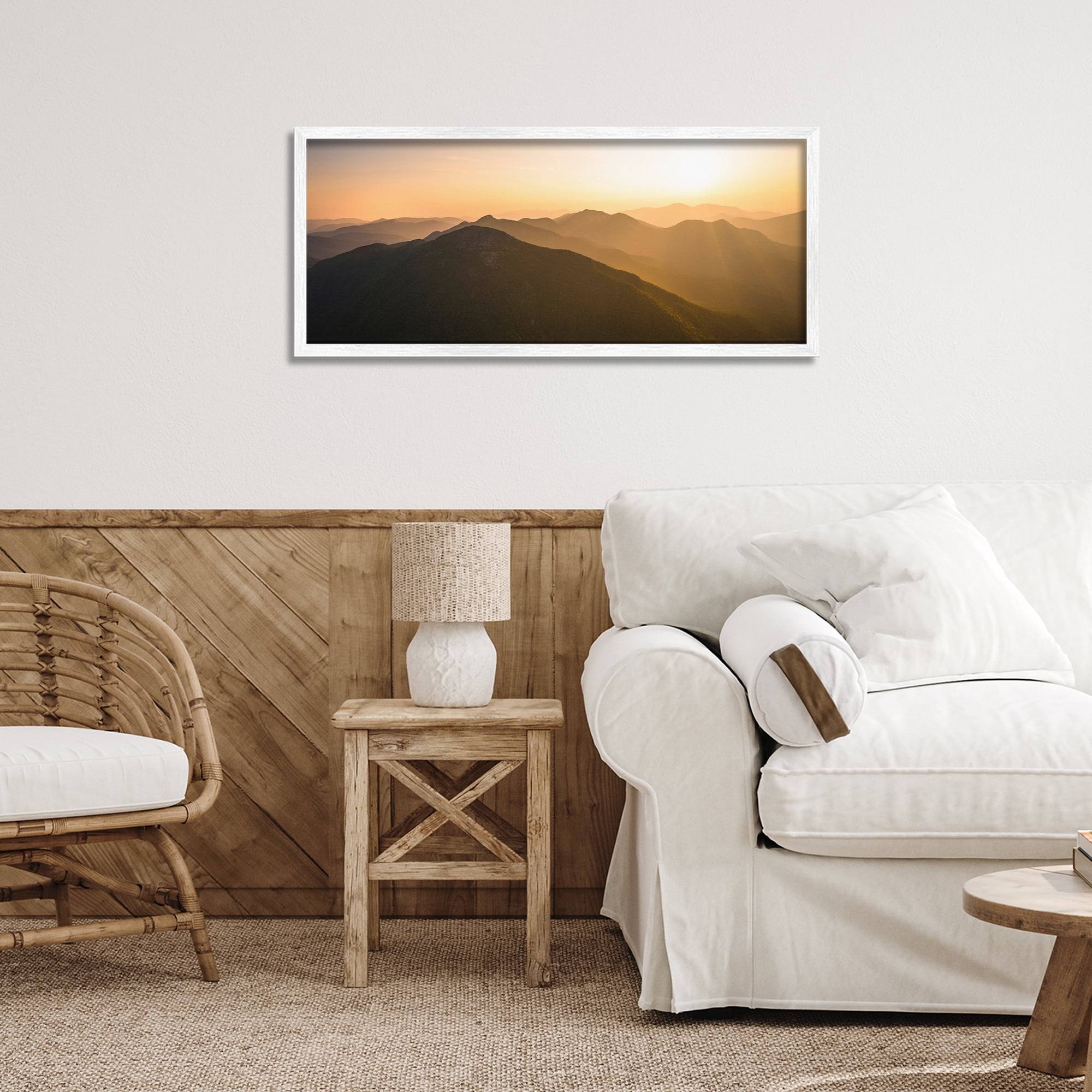 Stupell Industries Sunrise Over The Adirondacks White Framed Giclee Art, design by Jonathan Zaharek