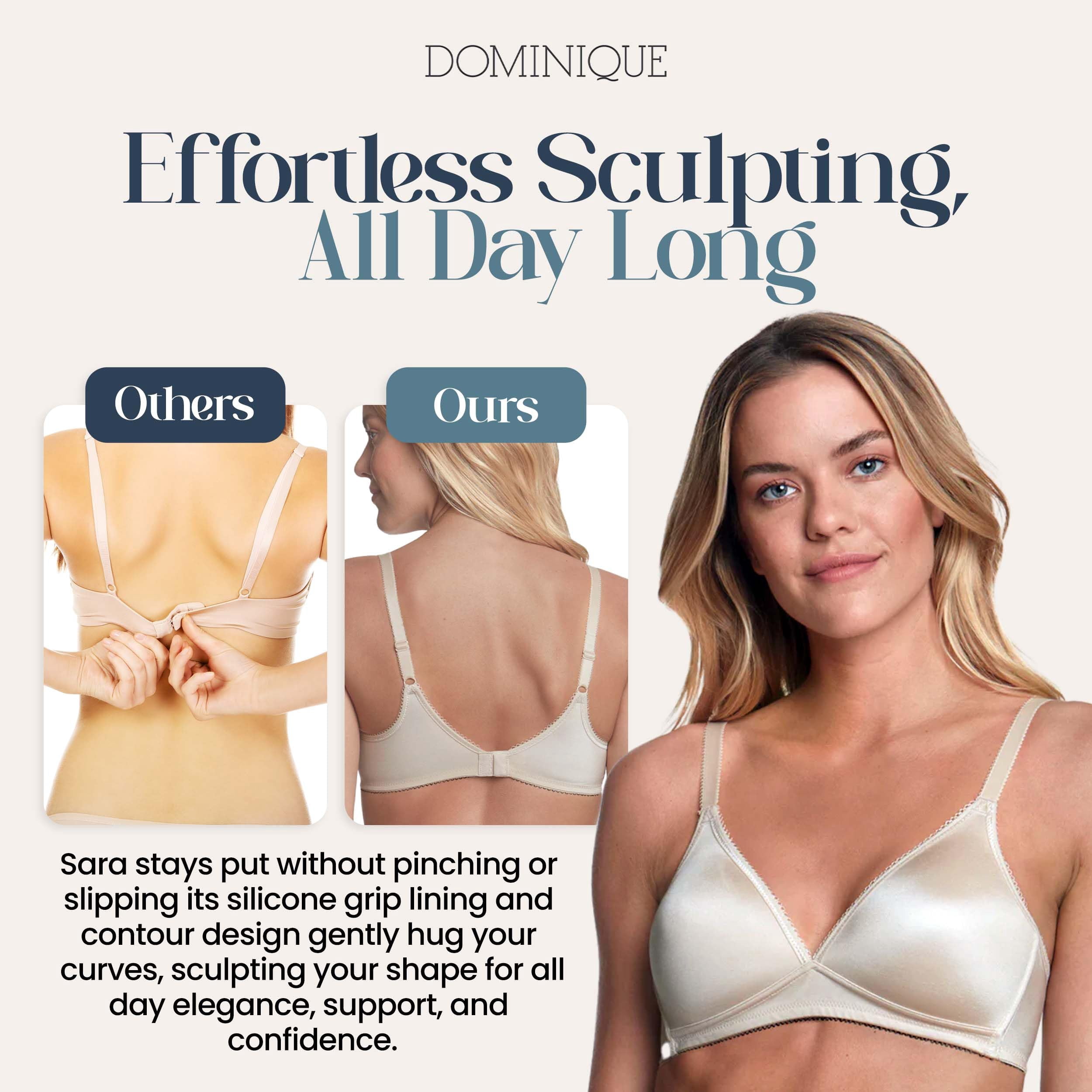 Dominique Sara Wire-Free Soft Cup T-Shirt Bra #5400 – Seamless Everyday Comfort Bra with Memory Foam Cups - Lingerie for Women