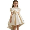 thumbnail image 1 of HXWCHs Robe Dos Nu Élégante en Satin pour Concours, pour Filles, Performance sur Scène, Beige, 3-4 Ans, 1 of 7