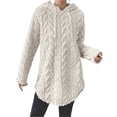 thumbnail image 3 of Sudadera con Capucha de Jacquard de Larga en Color Liso para Mujer, Chaqueta Ajustada con Cordón de Felpa. Albaricoque M, 3 of 9