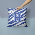 thumbnail image 2 of Letter R Initial Tiger Stripe Blue and White Fabric Decorative Pillow, 2 of 4