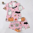 thumbnail image 2 of Tnhcen Halloween Pajamas for Women Short Sleeve Button Down 2 Piece PJ Sets Printed Summer Loungewear Plus Size S-2XL Soft Milk Silk Pajama Sets Casual Nightwear Sleepwear, 2 of 9