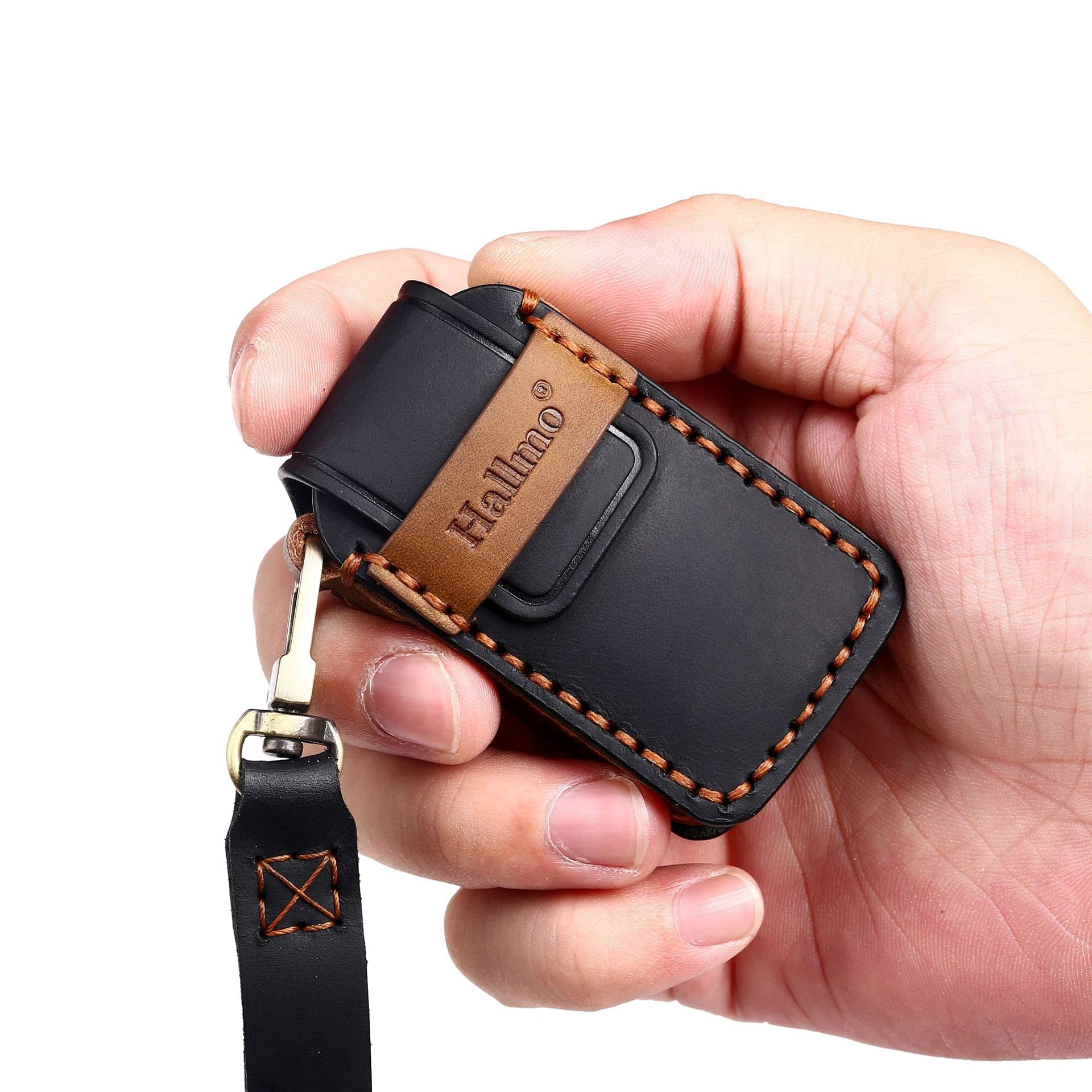 Leather Key Fob Cover Fit for Honda Odyssey Civic Pilot CRV Keychain Smart Key Case Key Shell Protector 7 Button Case Holder Protector Keychain