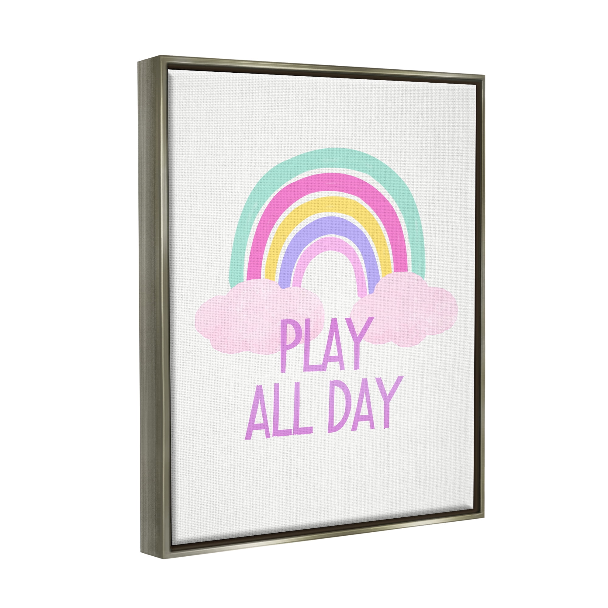 Stupell Industries Play All Day Pastel Nature Painting Gray Floater Framed Art Print Wall Art, 25 x 31