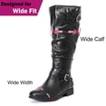 thumbnail image 3 of Love Steetly Women's Extra Wide Calf Knee High Boots, Slouched Shaft Tall Boots, Dual Antique Buckles, Low Stacked Heel Side Zipper Riding Boots., 3 of 7