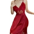 thumbnail image 1 of Timegard Robe de Nuit pour Femmes Pyjamas Dentelle Col en V Ample Confortable Couleur Unie Robe de Maison Tenue Décontractée, 1 of 7