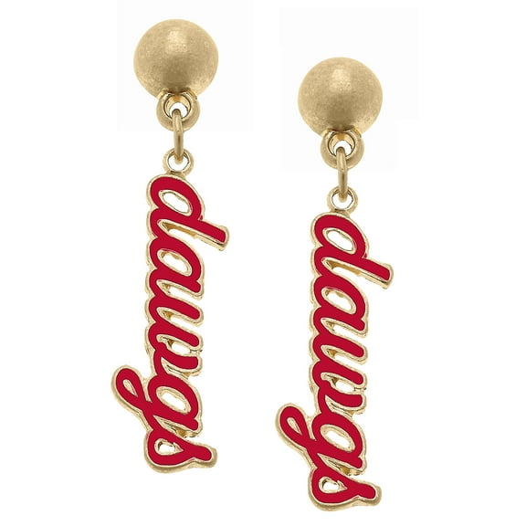 Women' CANVAS Style Georgia Bulldogs Enamel Script Drop Earring