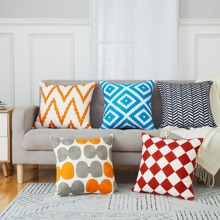 Couch Throw Pillows Set of 4 Square Pillow Covers Burnt Orange Pillow  Covers 16x16 Set of 4 Sofa Pillows Set Decorative Accent Pillows for Bed  Soft