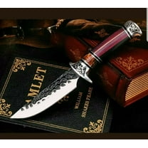 10" COMBATFixed Knife Engraved Handle Survival W Sheath