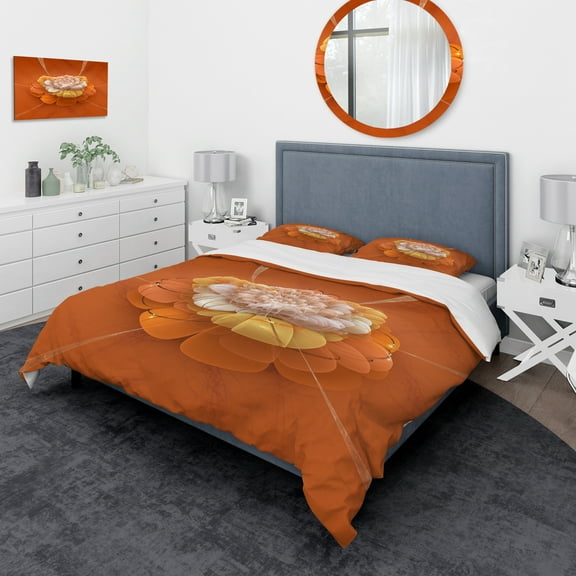 Designart 'Yellow Blossom Fractal Flower' Traditional Duvet Cover Set