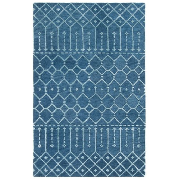 SAFAVIEH Himalaya Darin Geometric Wool Area Rug, Navy/Silver, 6' x 9'