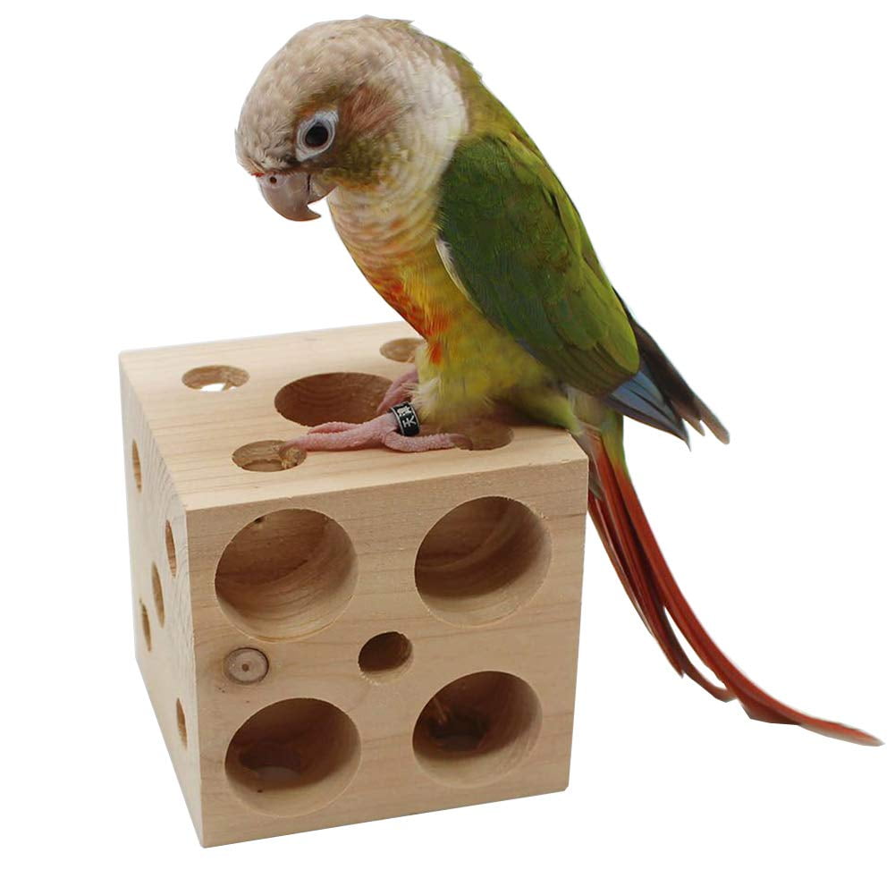 QBLEEV Bird Wooden Block Chewing Toy，Parrot Tabletop Puzzle Foraging