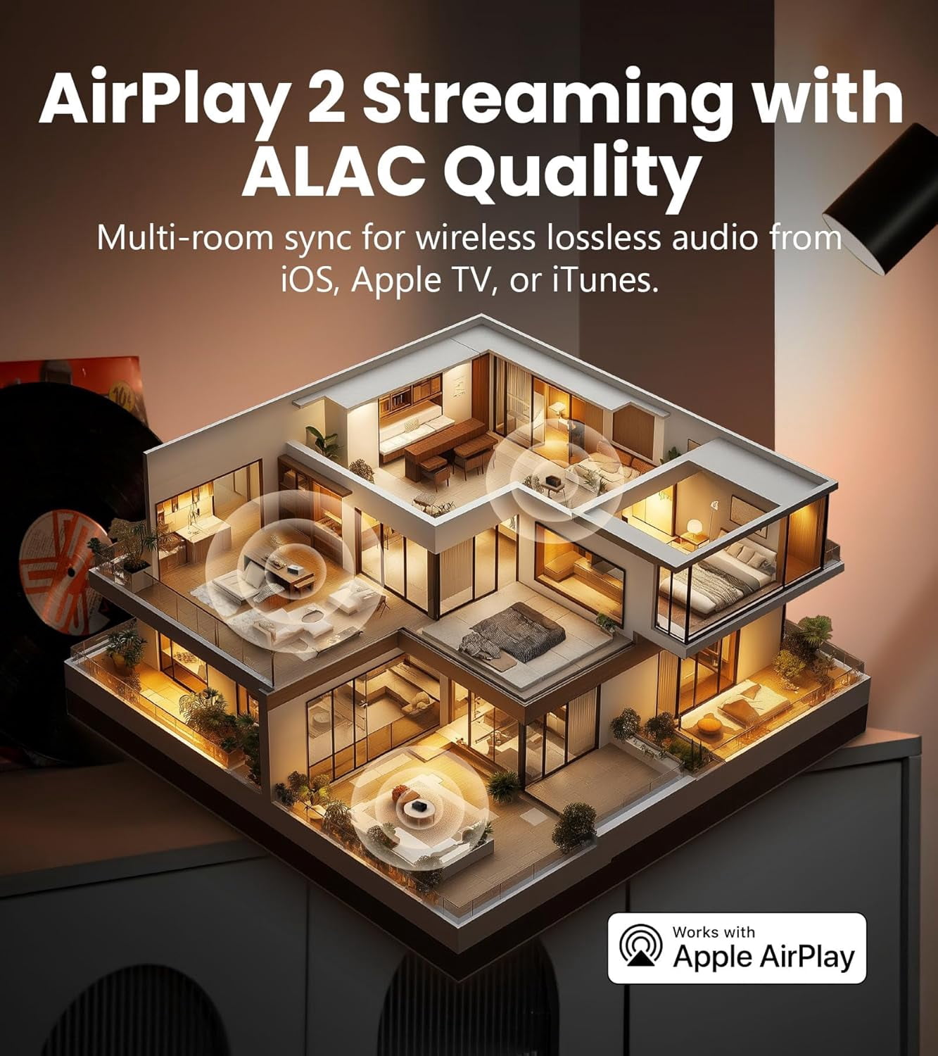 Edifier S300 Hi-Fi Tabletop Speaker, Hi-Res Audio LDAC for Wireless Multi-Room & Stereo Pairing, 80W Power Works with AirPlay 2 Bluetooth 5.4 USB-C AUX Inputs, Retro Design with Remote - Black