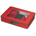 thumbnail image 5 of Household Essentials Holiday Flatware Storage Box, Windowed Lid and Front Handle, 8 Compartment Lift-out Tray, 4 Fabric Pouches, Perfect for Special Occasion Flatware, Red with Green Trim, 5 of 6