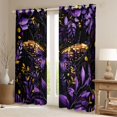 thumbnail image 2 of jejeloiu Gold Purple Moth Black Out Curtains,Rustic Plants Leaf Curtains Pack of 2 (42x63 Each),Modern Aesthetic Art Bedroom Curtains For Teens,Breathable Home Decor, 2 of 6