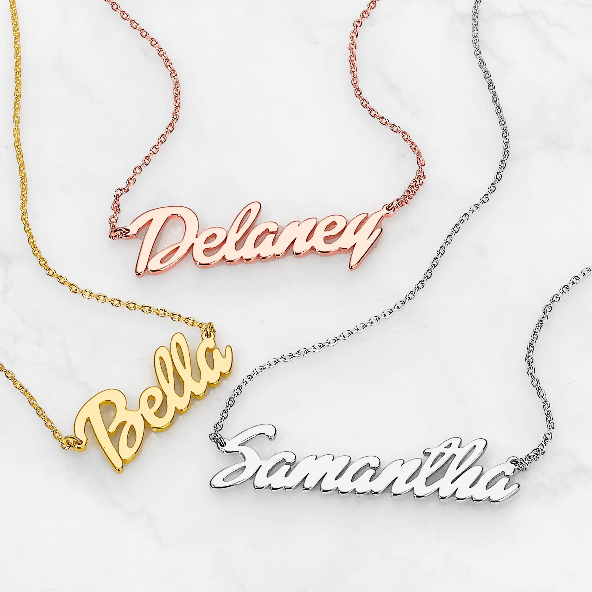 Personalized Planet Women's Sterling Silver Small Bold Script Name Necklace