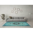 thumbnail image 3 of Ahgly Company Indoor Rectangle Medallion Light Blue Traditional Area Rugs, 6' x 9', 3 of 4