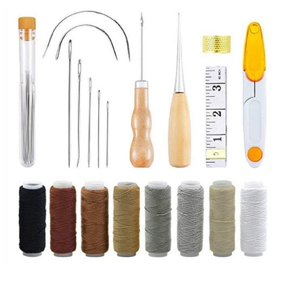 29-Piece Leather Craft Punch Tool Set – Complete DIY Kit for Stitching, Carving, and Sewing with Saddle Groover TIKA