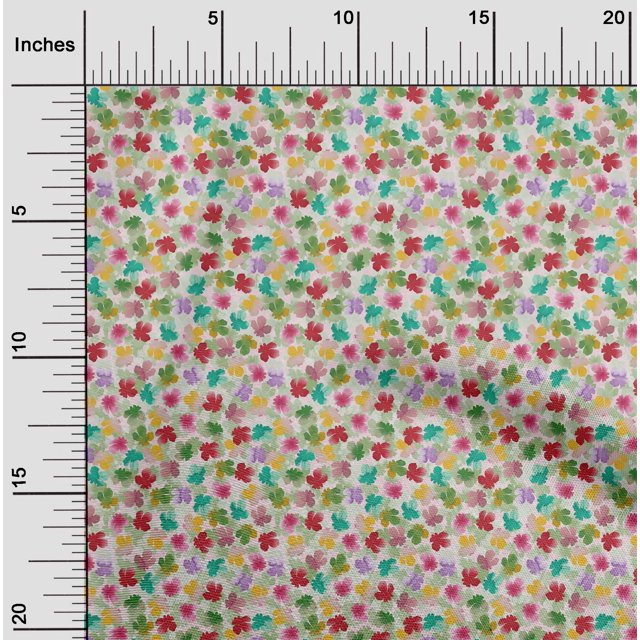 oneOone Tissu Georgette Viscose Imprimé Floral Aquarelle au Mètre 42 Pouces de Large