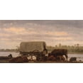 thumbnail image 2 of Bierstadt, Albert 32x19 Black Ornate Wood Framed with Double Matting Museum Art Print Titled - Nooning on the Platte , 2 of 4