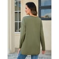 thumbnail image 7 of Ecavus Women's Oversize Maternity Clothes Side Slit Long Sleeves Tops With Pocket Fall Mama Pregnancy Tops Army Green XL, 7 of 7