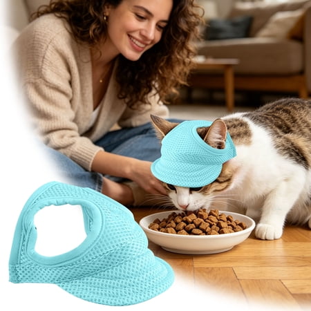 VMWMSSR Breathable Dog Sun Hat With Ear Holes Adjustable Pet Baseball Cap For Dogs Solid Color Puppy Outdoor Visor Hat For Walking Camping Travel Pet Headwear Accessory(Light Blue-S)