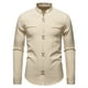 thumbnail image 2 of Blusa y camisa de manga larga con cuello vuelto para hombre, informal, a la moda, con botones sólidos, de poliéster, de manga larga y cuello vuelto., 2 of 8