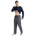 thumbnail image 5 of Amaxer Men's Loungewear Pajama Set Knit Long Sleeve T-Shirt and Fleece Pants 100% Cotton Black&Cream Plaid L, 5 of 7
