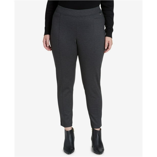 Calvin Klein Womens Birdseye Madison Dress Pants Leggings blkgray 2X/28