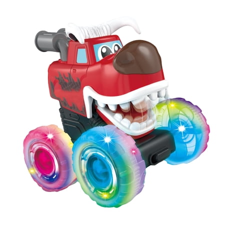 Monster Truck Toy – Motion-Activated Light-Up Car with LED Glow Wheels Press-and-Go Dinosaur Monster Rover Durable Push Vehicle High-Speed Lighted Truck for Racing Play Birthday Christmas Gift Idea