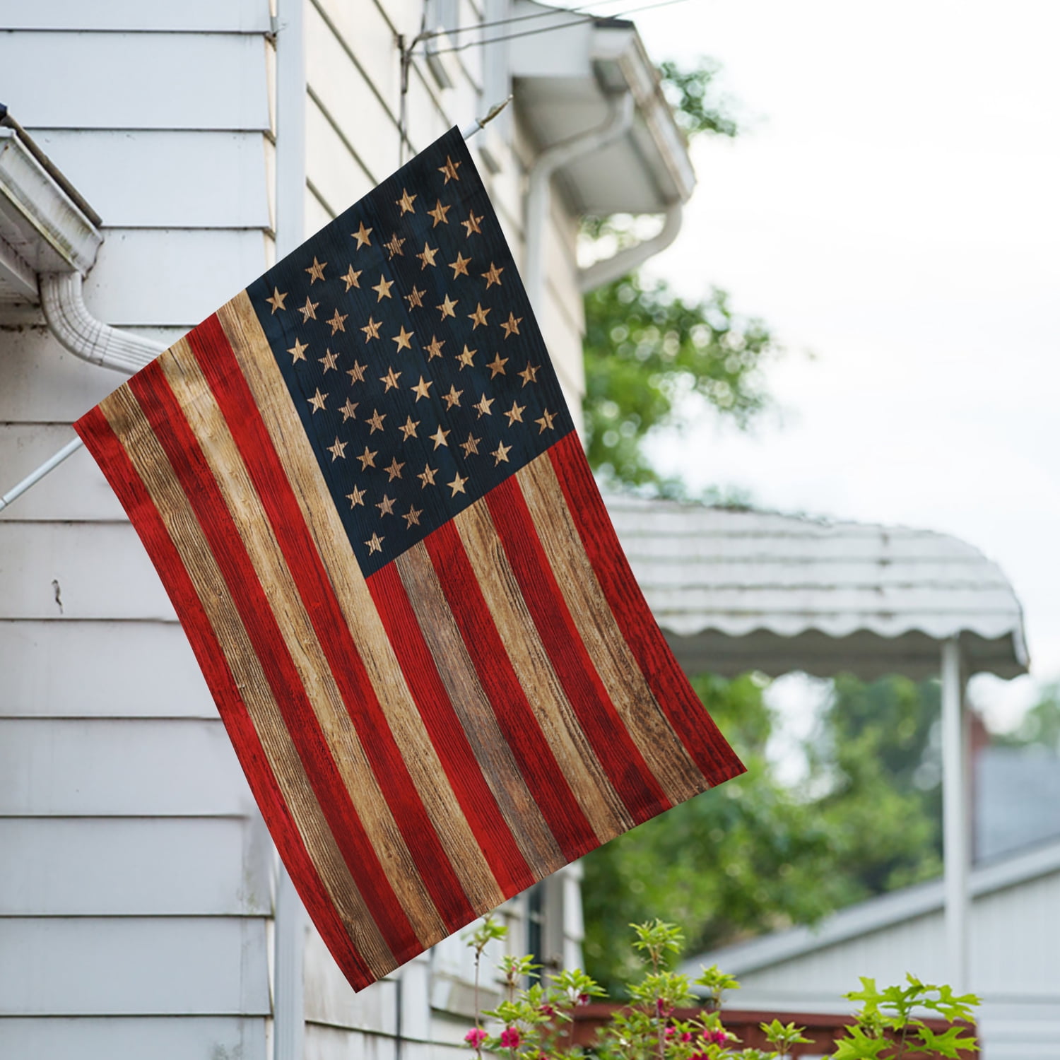 America Forever Rustic American House Flag 28 x 40 Inch Outdoor, Yard Decorative Patriotic America USA 4th of July Independence Memorial Day Stars Stripes Double Sided House Flag