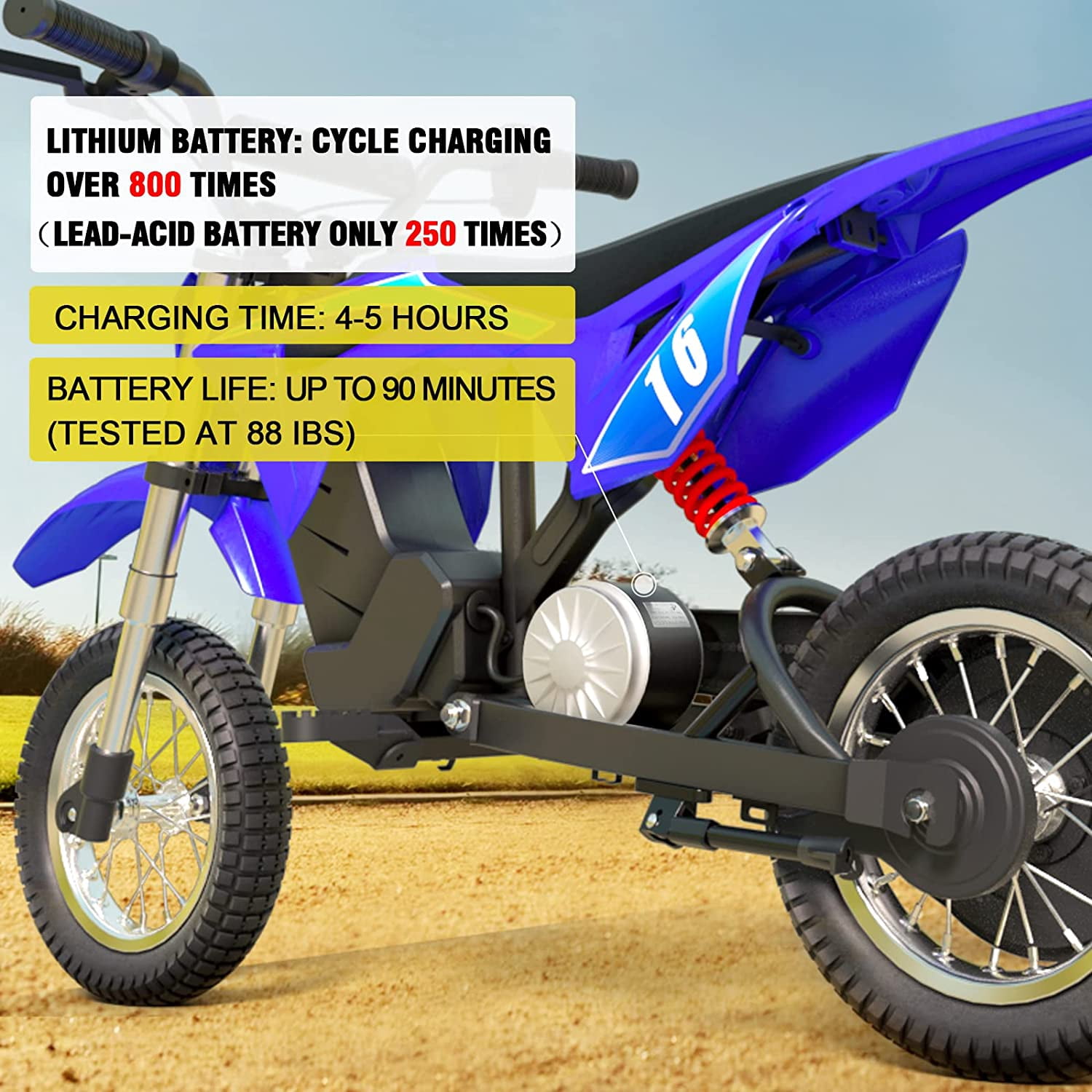 Hiboy DK1 36V Electric Dirt Bike,300W Electric Motorcycle - Up to 15.5MPH & 13.7 Miles Long-Range,3-Speed Modes Motorcycle Blue
