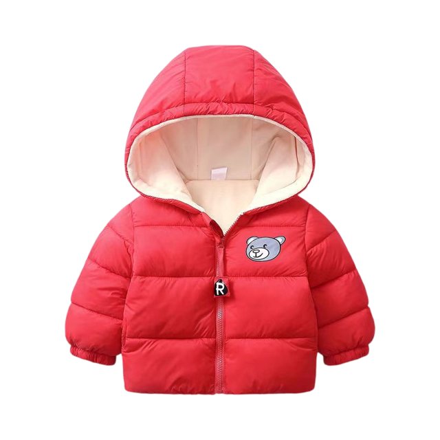 Girl's Cropped Puffer Coat, Adorable Solid Color Design with Secure Pockets, Comfortable Short Jacket for Boys & Girls Daily Wear.Vermilion130