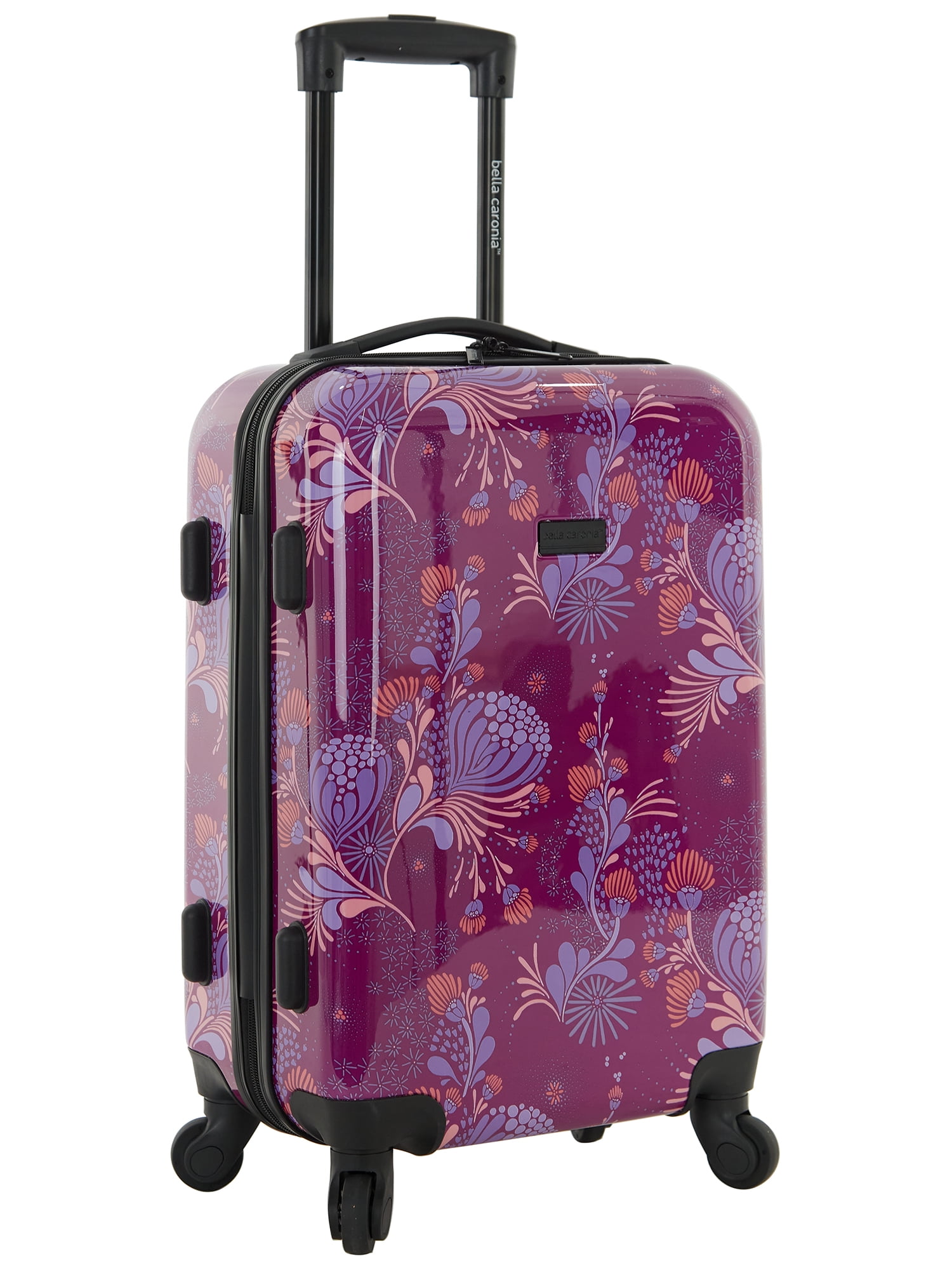 Vonguish Collection 3 piece Hardside Luggage Set with 8 wheel spinners, Style Floral